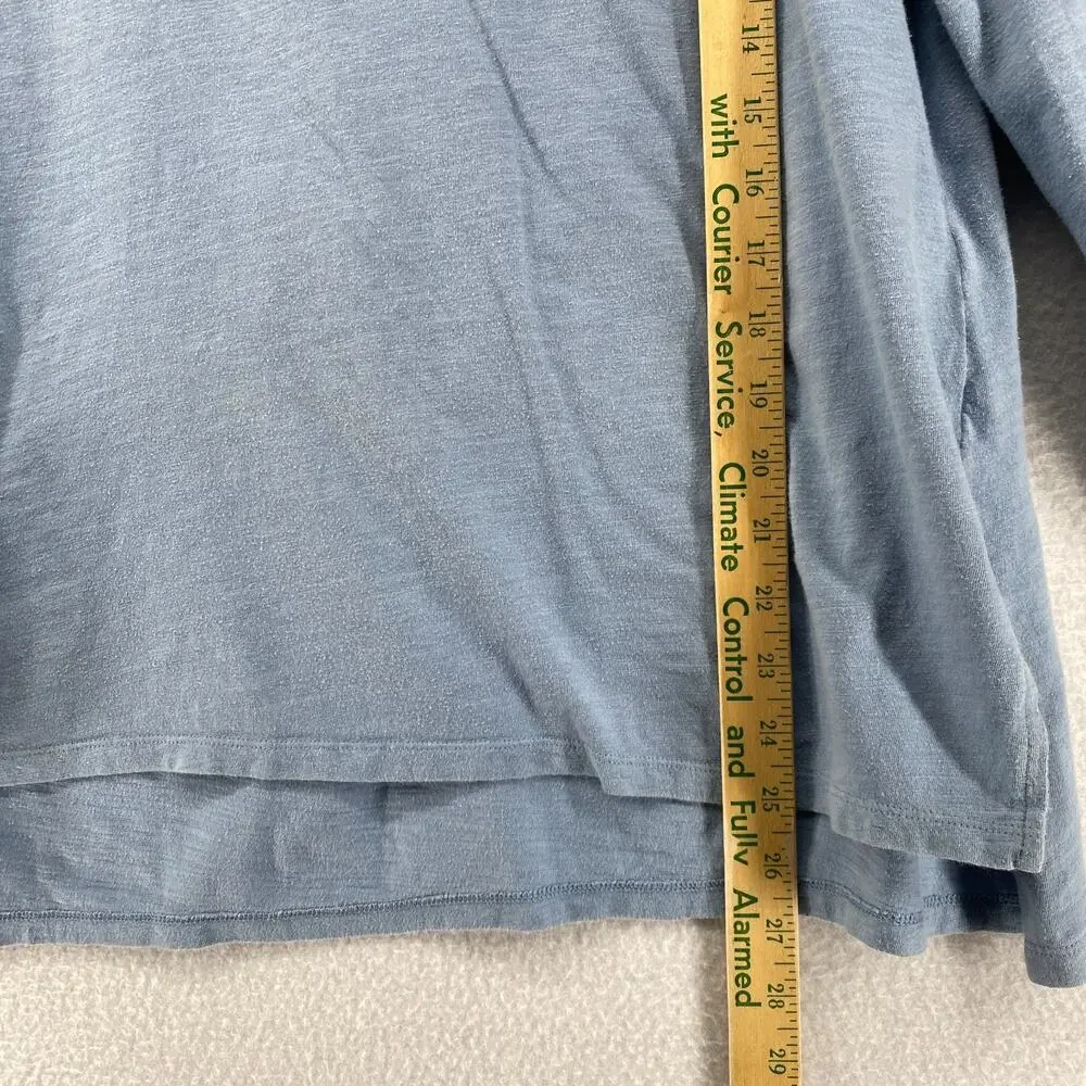 EILEEN FISHER Tunic S Organic Cotton Slub Jersey Long Sleeve Boat Neck Blue - Picture 8 of 10